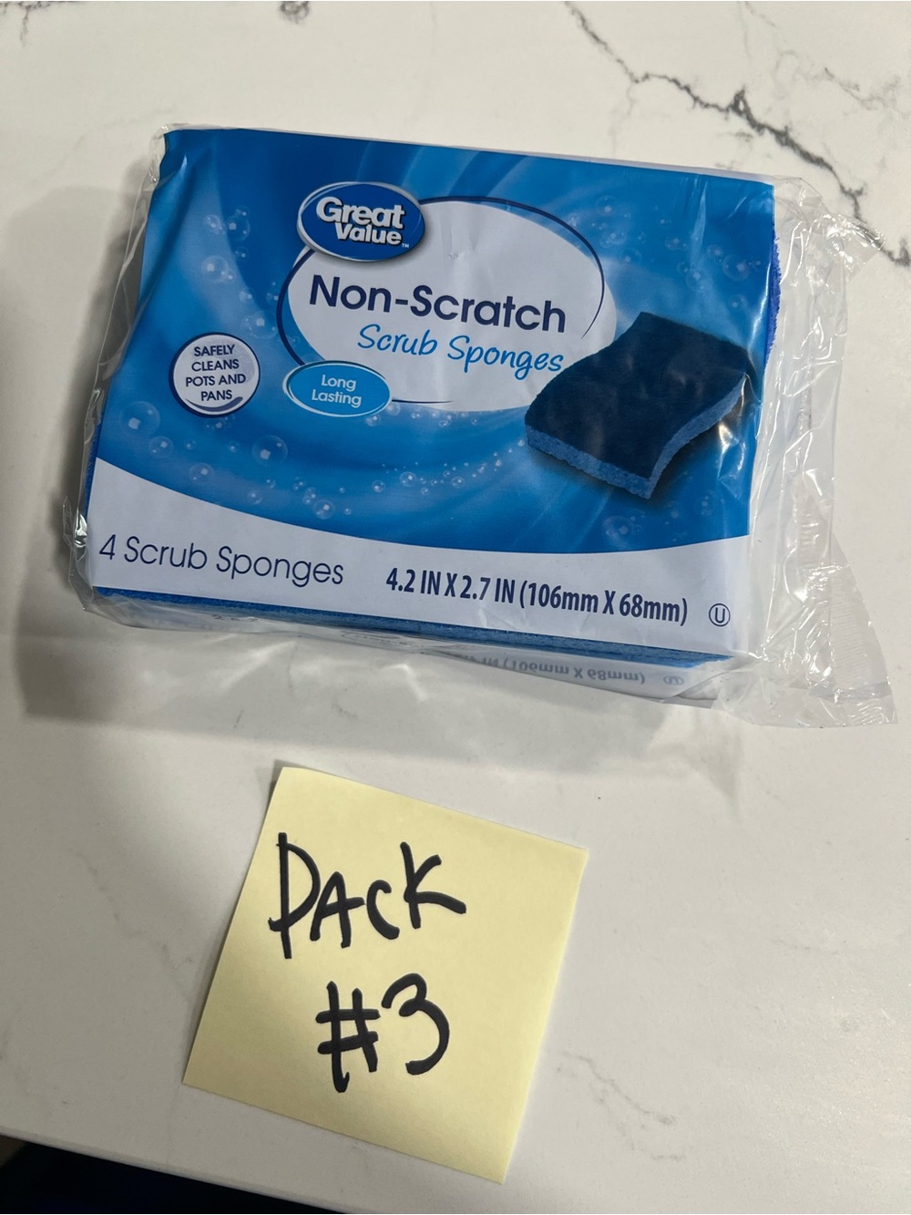 Pack # 3 - Non-Scratch Scrub Sponges - Blue (4 Pack)
